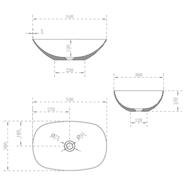 Ceto ROLO Soft Square 540mm Above Counter Basin Non Overflow Matte White - Sydney Home Centre