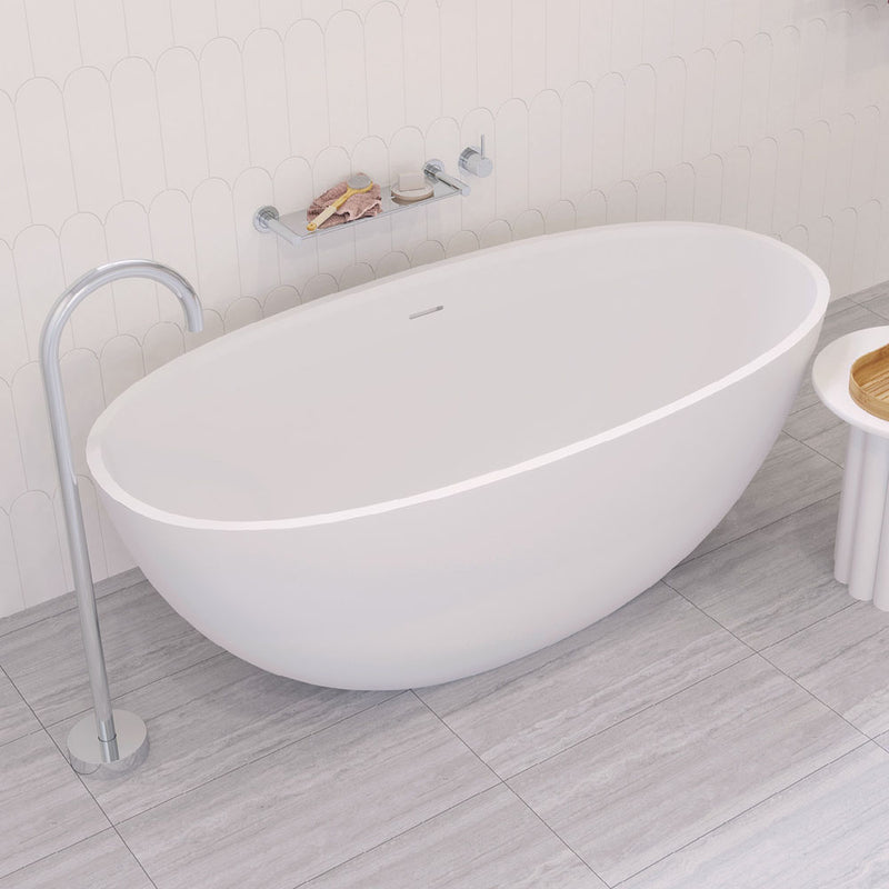 Fienza Sasso Solid Surface Bath 1550mm Matte White - Sydney Home Centre