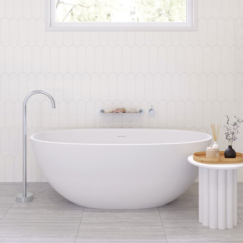 Fienza Sasso Solid Surface Bath 1550mm Matte White - Sydney Home Centre