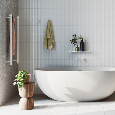 Fienza Sasso Solid Surface Bath 1650mm Matte White - Sydney Home Centre