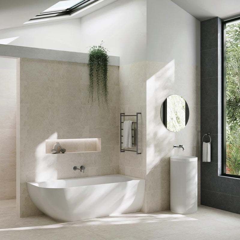 Fienza Matta 1700mm Left-Hand Solid Surface Corner Bath Matte white - Sydney Home Centre