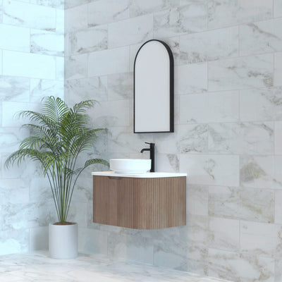 Riva Bergen 750mm Solid Timber Single Bowl Wall Hung Vanity (Carrara Stone Top) - Sydney Home Centre