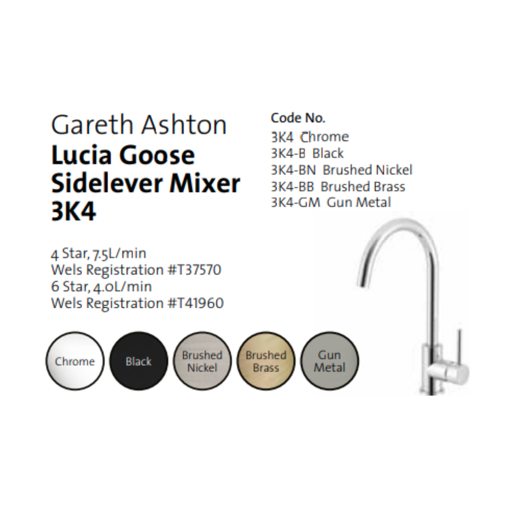 Gareth Ashton Lucia Goose Sidelever Mixer Brushed Brass