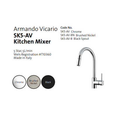 Armando Vicario Pull Out Kitchen Mixer Brushed Nickel