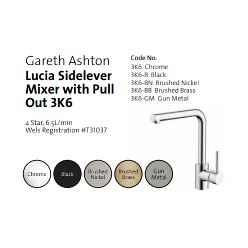 Gareth Ashton Lucia Sidelever Mixer With Pull Out Brushed Brass