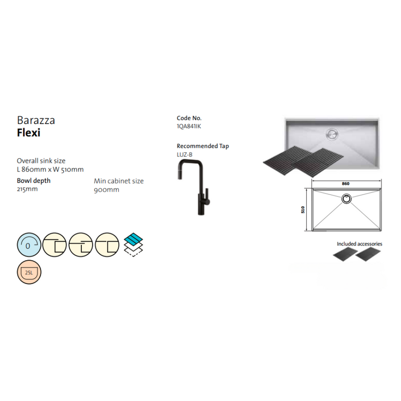 Barazza Flexi Large Bowl Sink with Grids