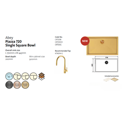 Piazza Large Single Bowl Sink Black Pearl