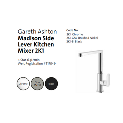 Gareth Ashton Madison Side Lever Kitchen Mixer Chrome