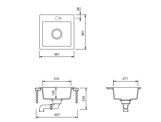 Schock Virtus Small Bowl Sink 1TH Concrete