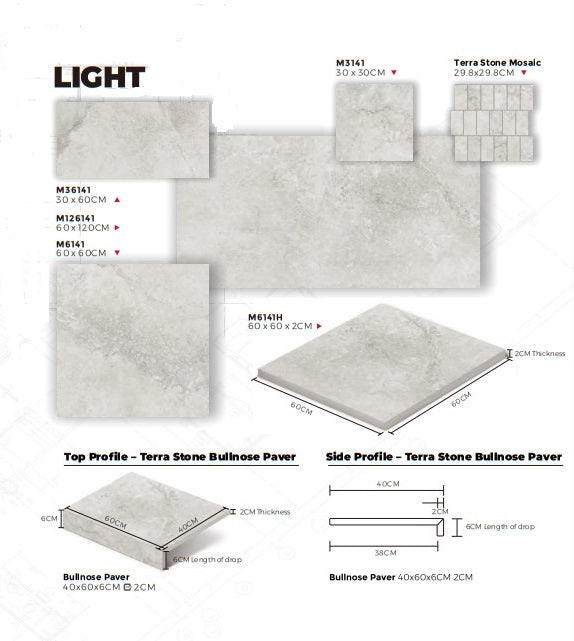 TerraStone Light 600x600 Matte - Sydney Home Centre