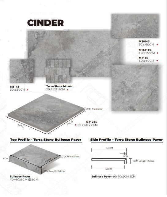 TerraStone Cinder 600x600 Matte - Sydney Home Centre