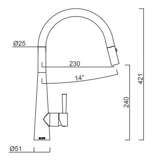 Gareth Ashton 304 Gooseneck with Dual Spray Pull Out Kitchen Mixer Artisan Copper