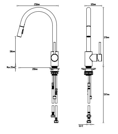 Gareth Ashton Lucia Pull Out Spray Kitchen Mixer