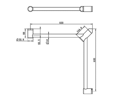 Nero Mecca Care 32mm Wrap Around Corner Grab Rail 600X600mm Brushed Gold - Sydney Home Centre