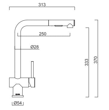 Gareth Ashton 304 Square Neck with Dual Spray Pull Out Kitchen Mixer Brushed Stainless Steel