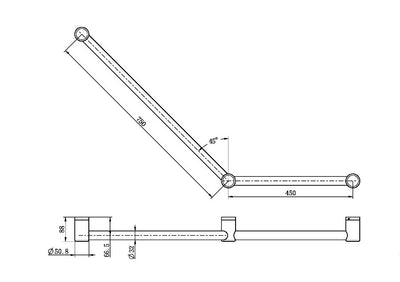 Nero Mecca Care 32mm Ambulant Toilet Grab Rail 45 Degree 750X450mm Brushed Bronze - Sydney Home Centre