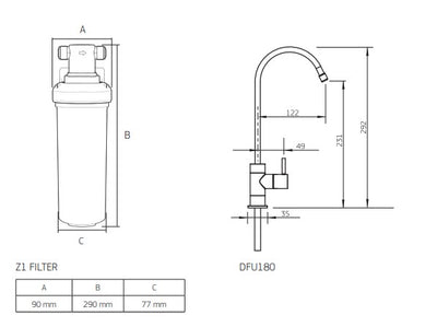 Puretec Quick-Twist Filter System with high loop faucet 5.5 lpm