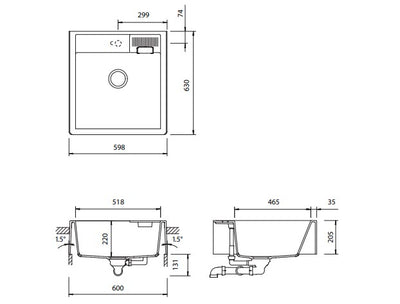 Schock Kallio Single Bowl Sink with 1TH Day