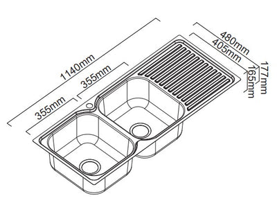 Entry Left Hand Double Bowl Drainer Sink