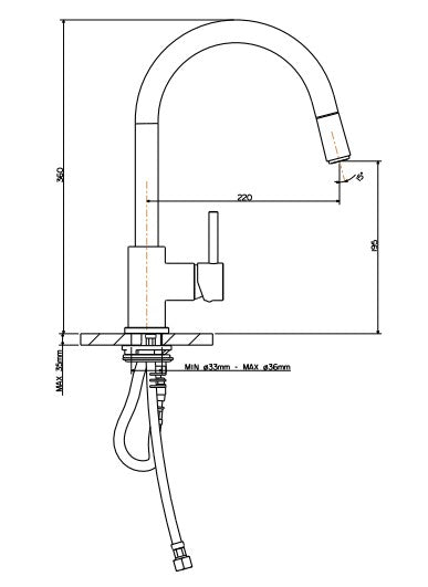 Armando Vicario Pull Out Kitchen Mixer Chrome