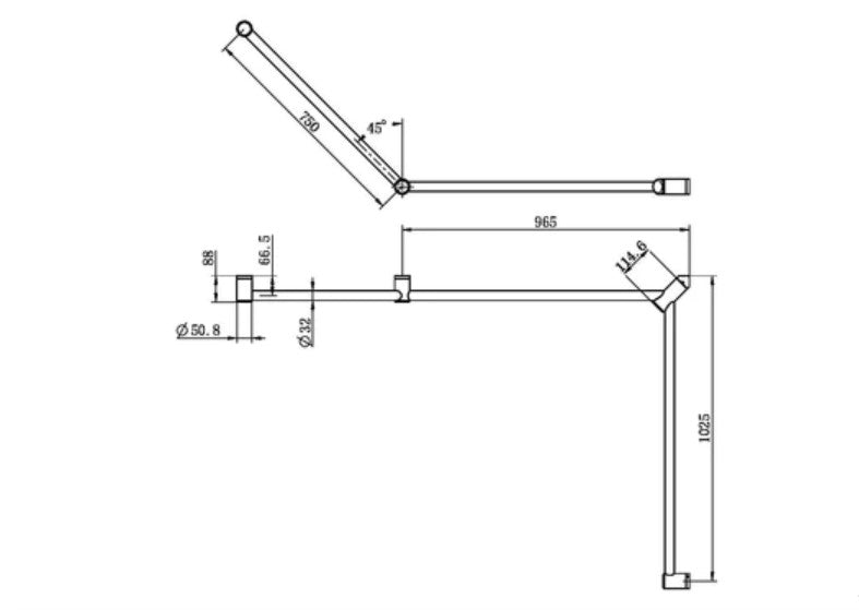 Nero Mecca Care 32mm Dda Toilet Grab Rail Set 45 Degree Continuous 750X965X1025mm Gun Metal - Sydney Home Centre