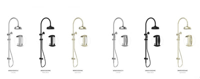 Nero York Twin Shower With White Porcelain Hand Shower Aged Brass - Sydney Home Centre