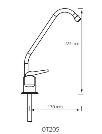 Puretec Long Reach Tap Chrome With Black Lever