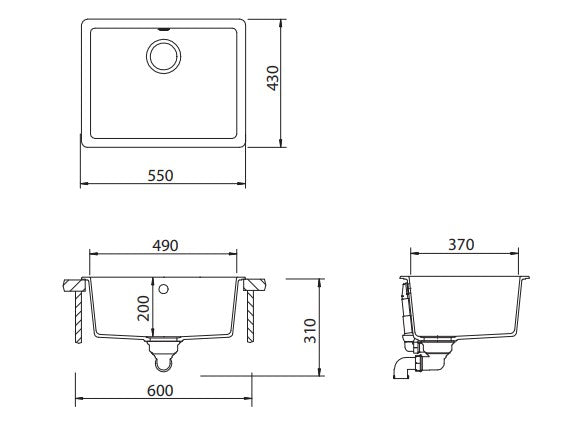 Schock Quadro Large Sink Bowl Concrete