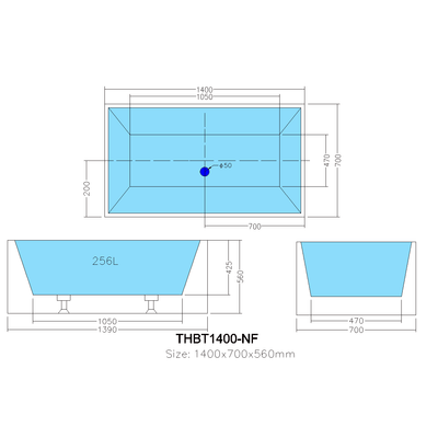 Poseidon Theo Back To Wall 1400mm Bathtub With Overflow - Sydney Home Centre