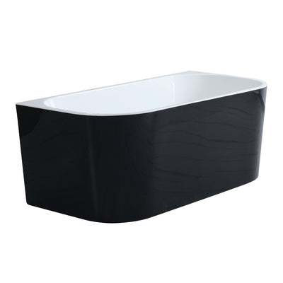 Poseidon Elivia Back To Wall 1500mm Gloss Black And White Bathtub - Sydney Home Centre