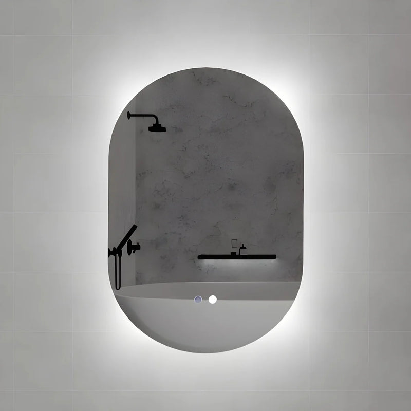 Riva O2 900mm x 600mm Frameless Backlit Oval Led Mirror 3 Colour lights - Sydney Home Centre