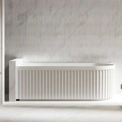 Riva Roma Fluted 1500mm Left Corner Bathtub Matte White - Sydney Home Centre