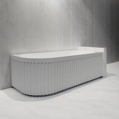 Riva Roma Fluted 1500mm Right Corner Bathtub Matte White - Sydney Home Centre