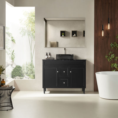 Ceto Harrington 1200mm Middle Drawer Freestanding Vanity Matte Black (Marble Stone Top) - Sydney Home Centre