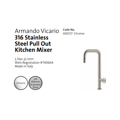 Armando Vicario Patio Pull Out Stainless Steel Mixer