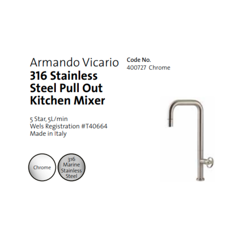 Armando Vicario Patio Pull Out Stainless Steel Mixer