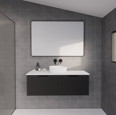 Riva Vienna 1200mm Matte Black Single Bowl Wall Hung Vanity (Handy Ceramic Top) - Sydney Home Centre