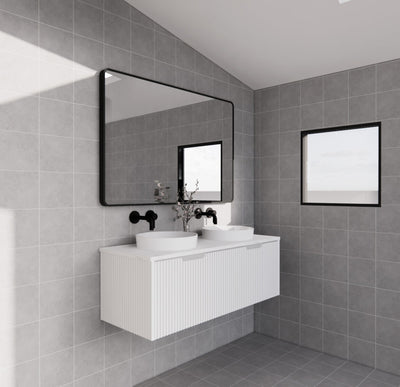 Riva Vienna 1200mm Matte White Double Bowl Wall Hung Vanity (Eden Ceramic Top) - Sydney Home Centre