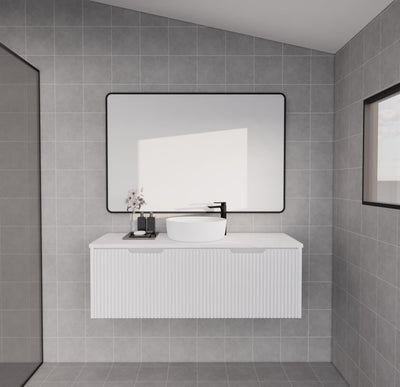 Riva Vienna 1200mm Matte White Single Bowl Wall Hung Vanity (Volvo Polymarble Top) - Sydney Home Centre