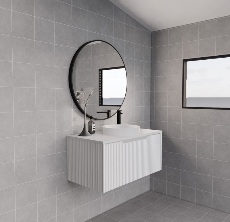 Riva Vienna 900mm Matte White Single Bowl Wall Hung Vanity (Eden Ceramic Top) - Sydney Home Centre