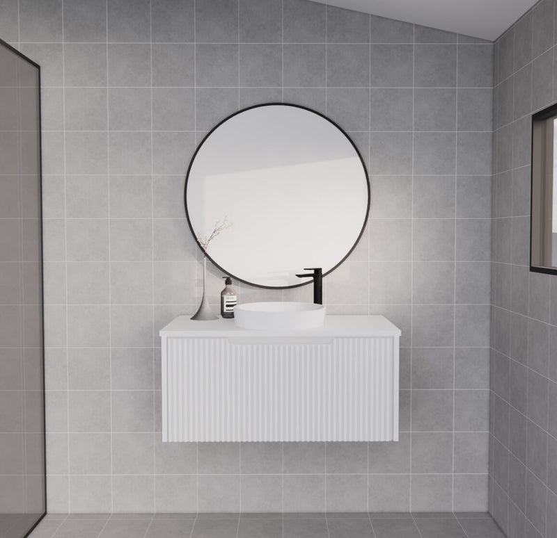 Riva Vienna 900mm Matte White Single Bowl Wall Hung Vanity (Eden Ceramic Top) - Sydney Home Centre