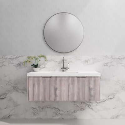 Riva Vienna 1200mm White Oak Single Bowl Wall Hung Vanity (Handy Ceramic Top) - Sydney Home Centre