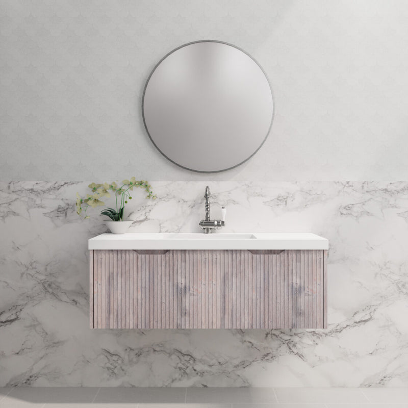 Riva Vienna 1200mm White Oak Single Bowl Wall Hung Vanity (Volvo Polymarble Top) - Sydney Home Centre