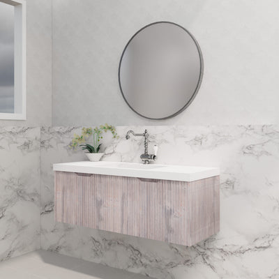 Riva Vienna 1200mm White Oak Single Bowl Wall Hung Vanity (Carrara Stone top) - Sydney Home Centre