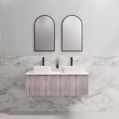 Riva Vienna 1200mm White Oak Double Bowl Wall Hung Vanity (Carrara Stone top) - Sydney Home Centre