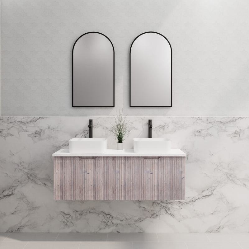 Riva Vienna 1200mm White Oak Double Bowl Wall Hung Vanity (Eden Ceramic Top) - Sydney Home Centre