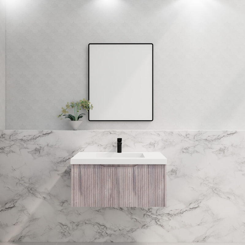 Riva Vienna 900mm White Oak Single Bowl Wall Hung Vanity (Handy Ceramic Top) - Sydney Home Centre