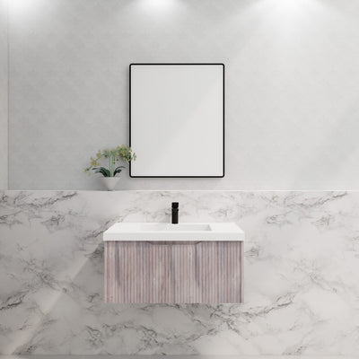 Riva Vienna 900mm White Oak Single Bowl Wall Hung Vanity (Carrara Stone top) - Sydney Home Centre