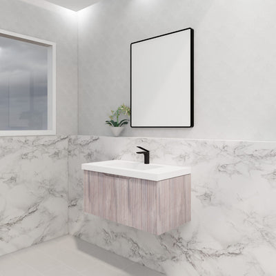 Riva Vienna 900mm White Oak Single Bowl Wall Hung Vanity (Volvo Polymarble Top) - Sydney Home Centre