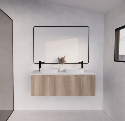 Riva Vienna 1200mm American Oak Double Bowl Wall Hung Vanity (Carrara Stone top) - Sydney Home Centre